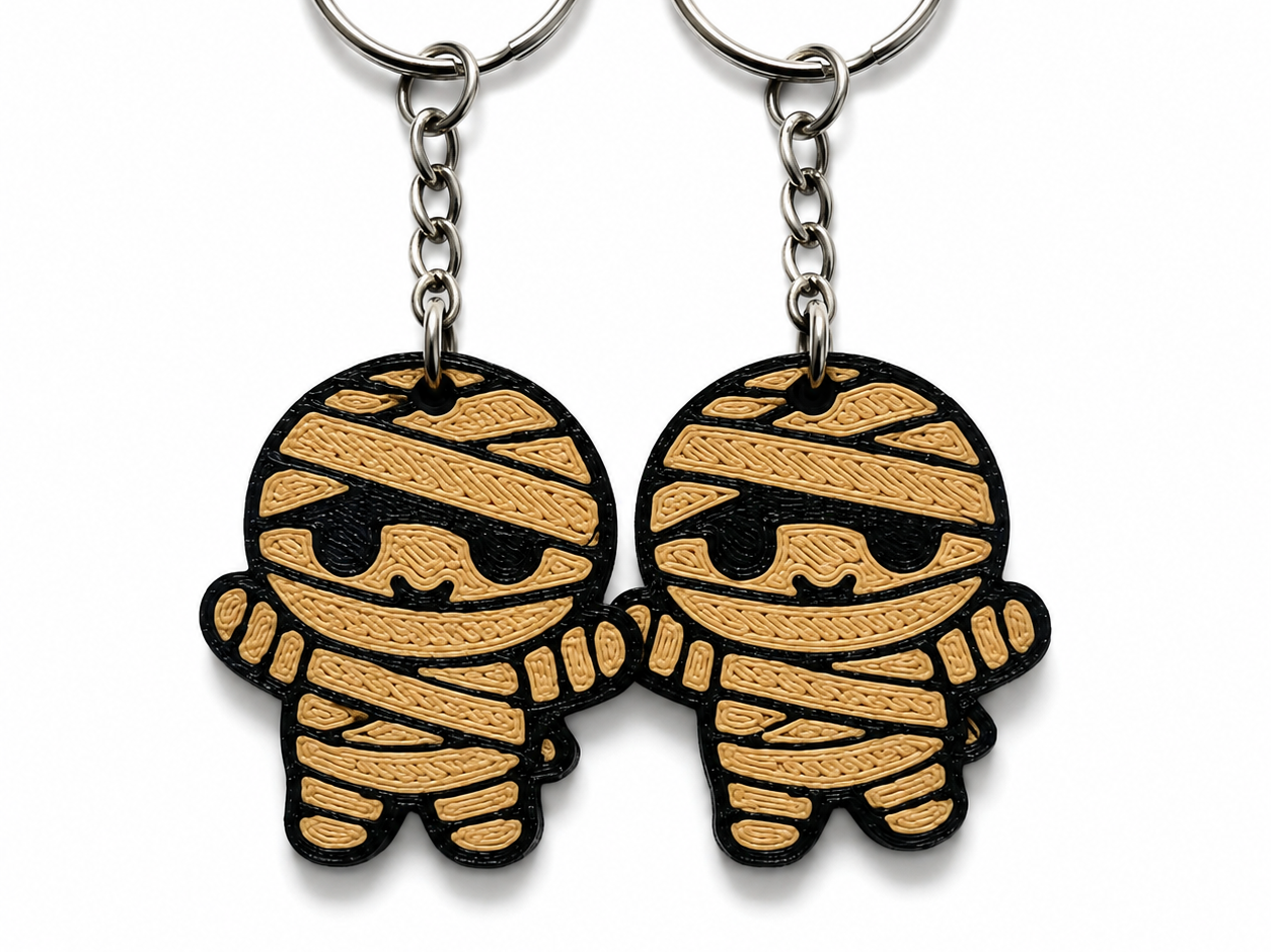 Cute Mummy Keychain | Easy Halloween Print 3D model