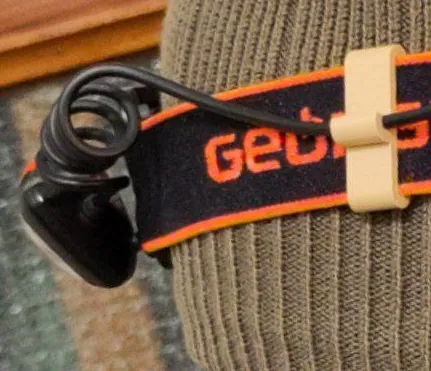 Pen and cable holders for headlamp