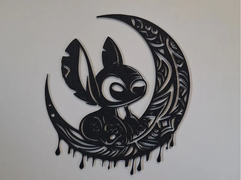 Stitch on the Moon – Tribal Crescent Silhouette
