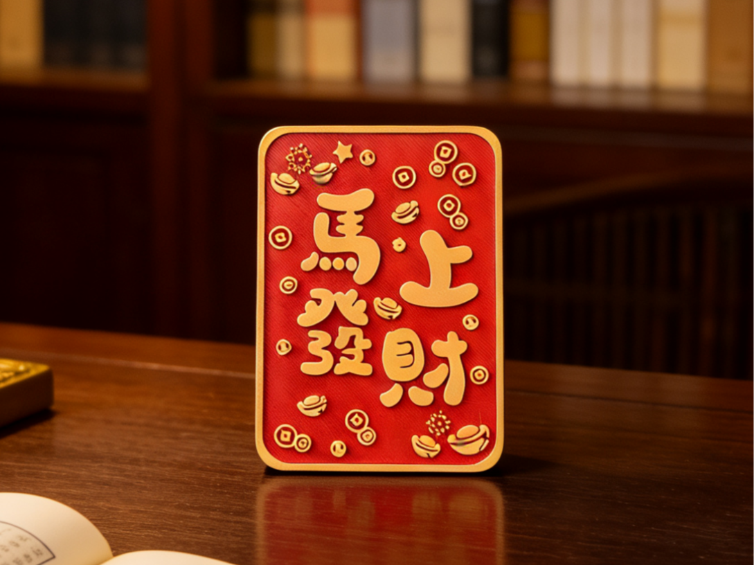 马上发财桌面相框摆件 马年吉祥发财桌面摆件 马年新年礼物 春节送朋友同事礼物  2026新年装饰