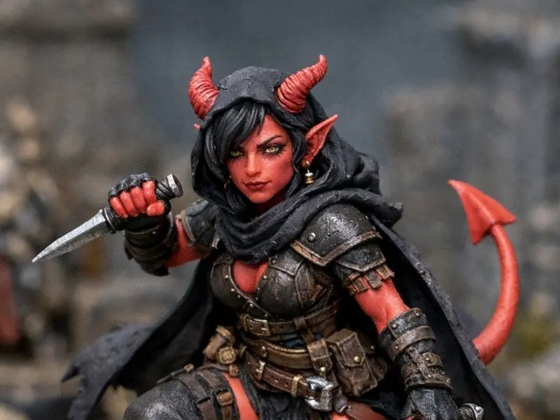 Female Tiefling Rogue – 32mm Miniature