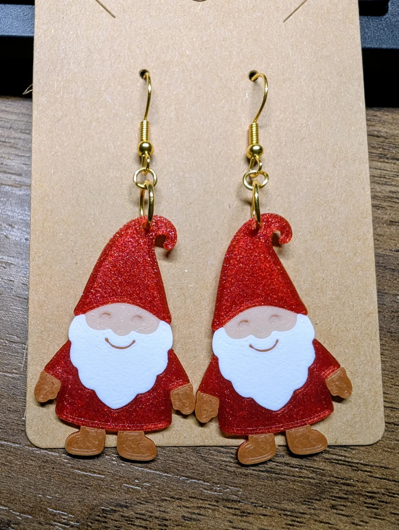 Red Gnome Christmas Earrings view 2