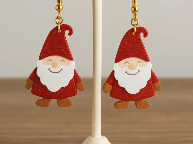 Red Gnome Christmas Earrings