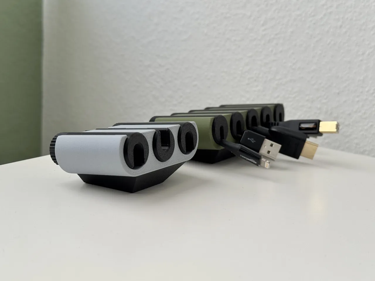 Desk cable management holder / cable organizer view 2