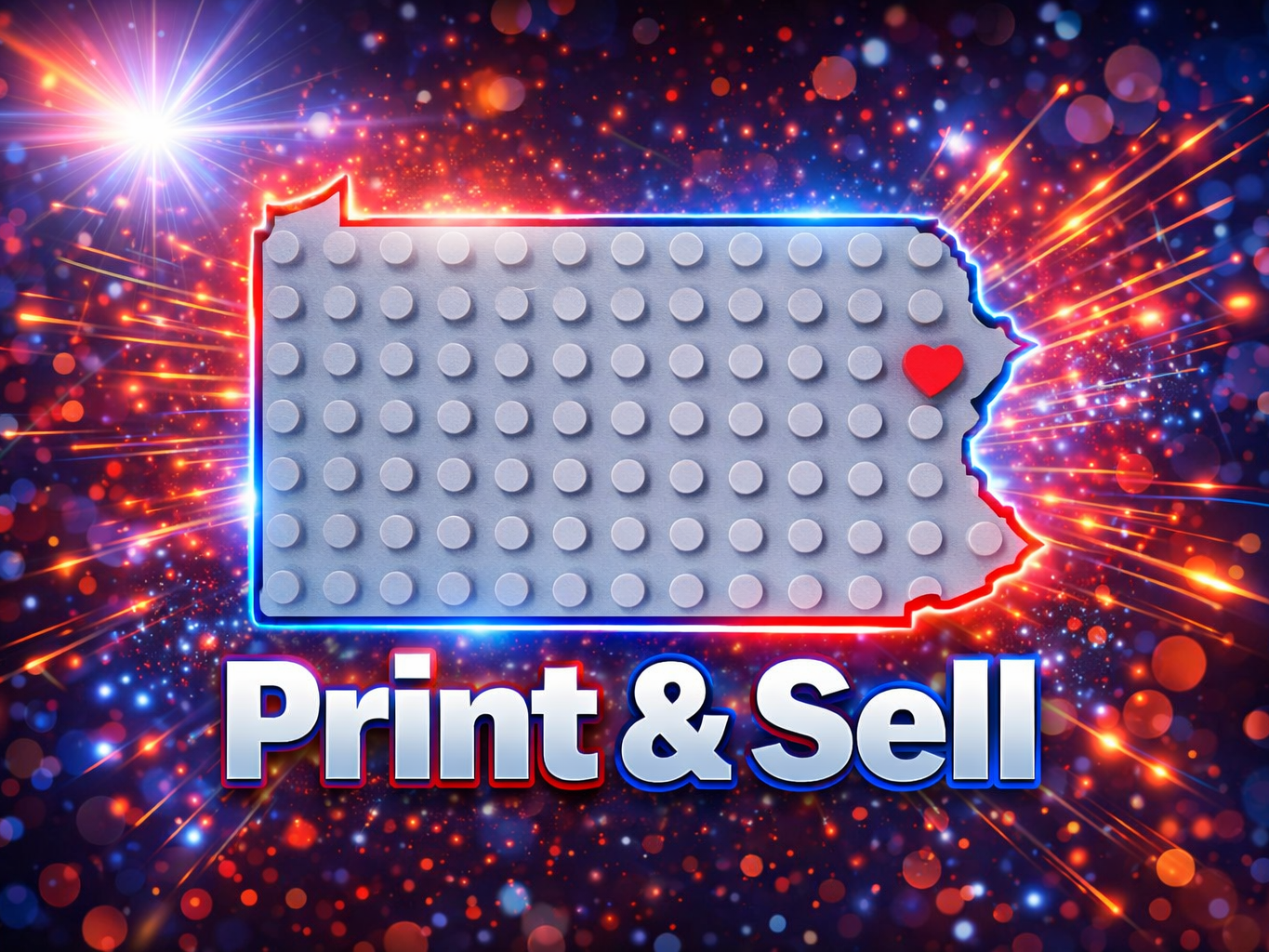 Pennsylvania State Brick magnet movable heart peg