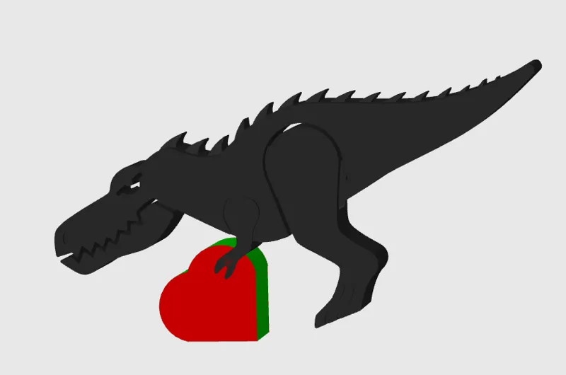 DinoClip with Heart Colored