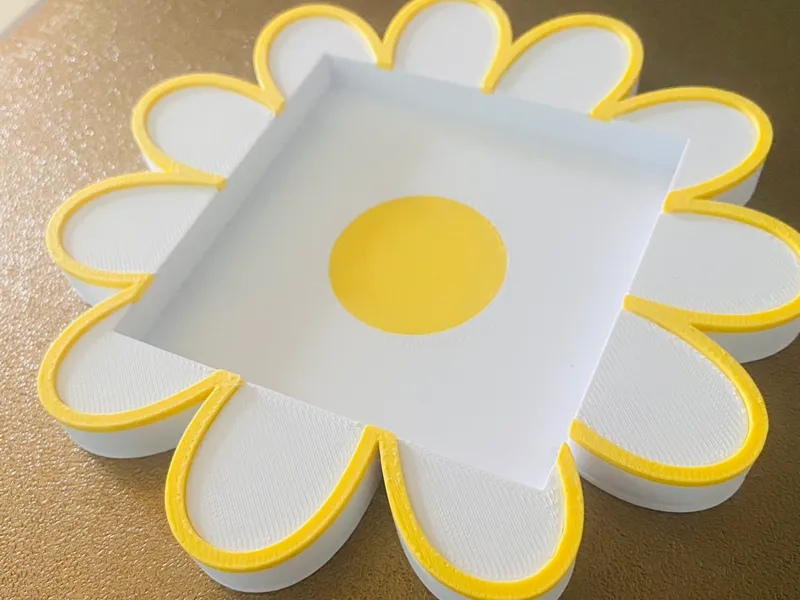Support bloc note post it et sous verre marguerite