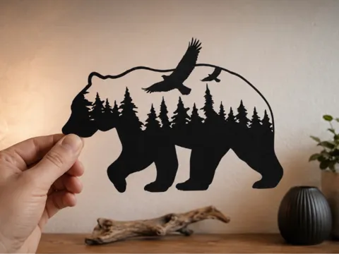 Cuadro decorativo en 3D: Bear Forest Wall Art — referencia de MakerWorld