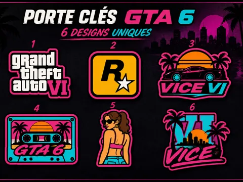 Llavero: Collection de Porte-Clés GTA 6 – 6 Designs — referencia de MakerWorld