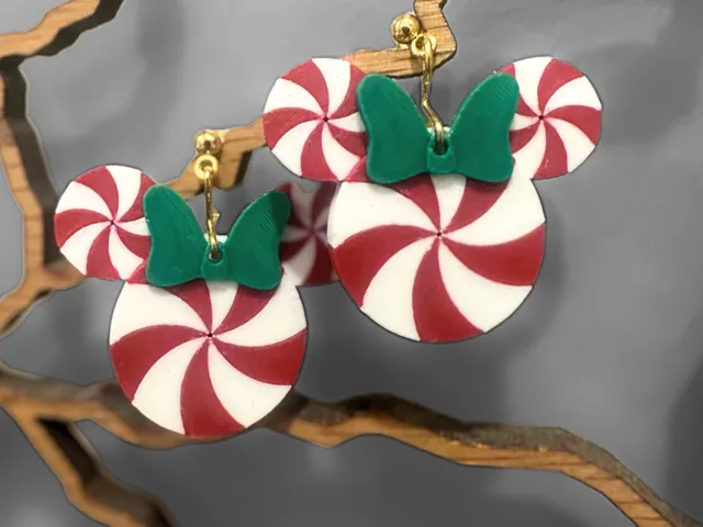 Mickey and Minnie Christmas Candy Earrings