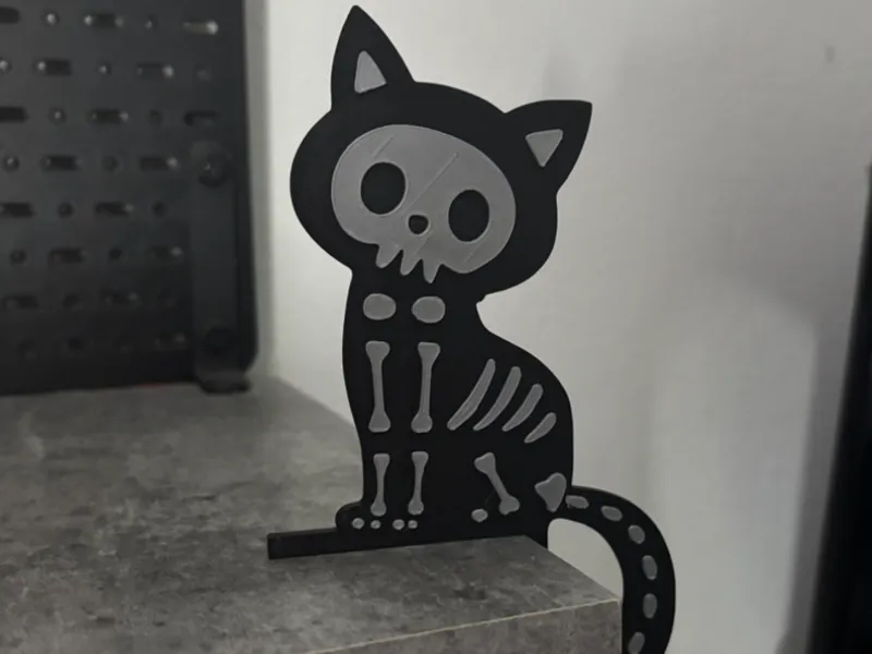 Cat Skeleton Door Corner Decor