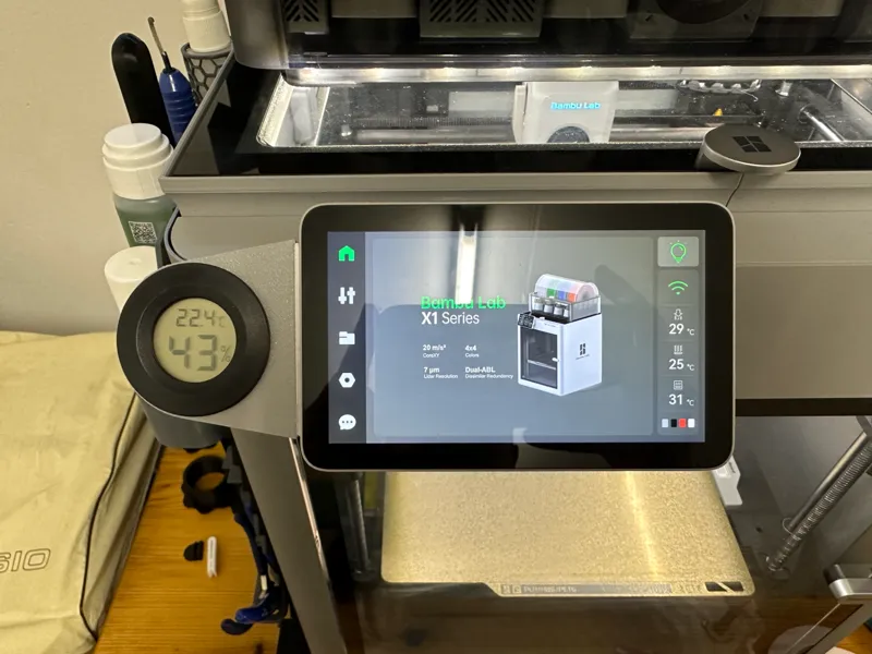 Hygrometer holder for Bambu Lab X1C display