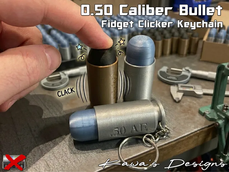 0.50 Caliber Bullet Fidget Clicker Keychain