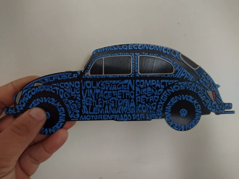 Typographic Volkswagen Beetle – 3D Wall Art