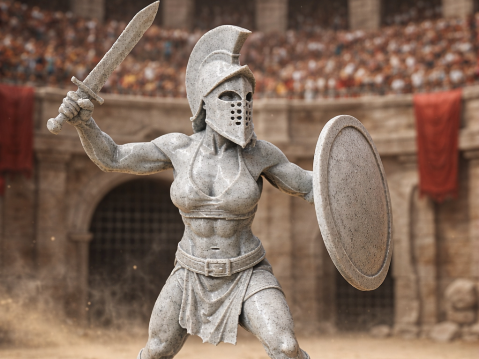 Gladiatorin mit Schwert und Schild 