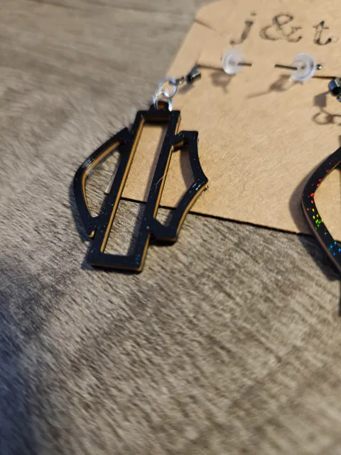 Bar and Shield earrings view 2