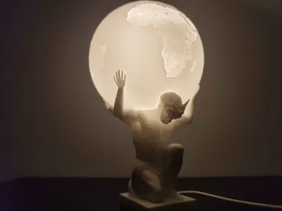 Atlas Lithophane Earth Globe Lamp