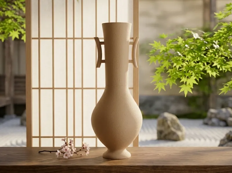 Japanese style vase fuzzy skin