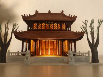 Jiangnan Raining Tower, no multi-color needed, adaptable to all sizes, brimming with details