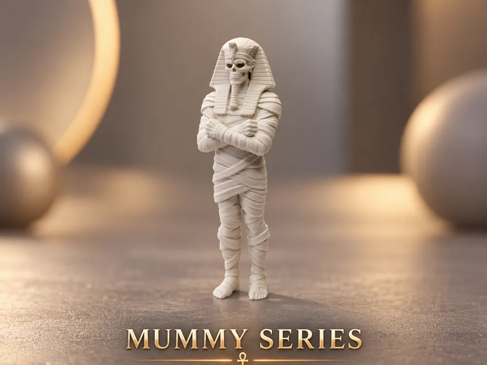 Pharaoh mummy "Tomb Guardian" with skull - Free 3D Print Model - MakerWorld