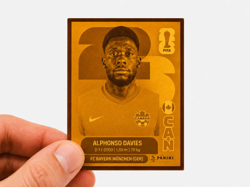 Figurita 3D de Alphonso Davies (Album Panini 2026)