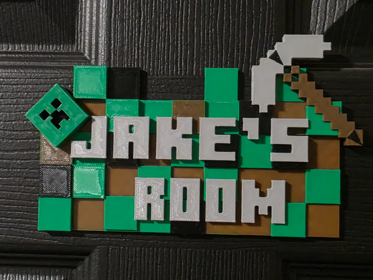 Room Minecraft Sign Minecraft Style Bedroom Sign - Free 3D Print Model - MakerWorld