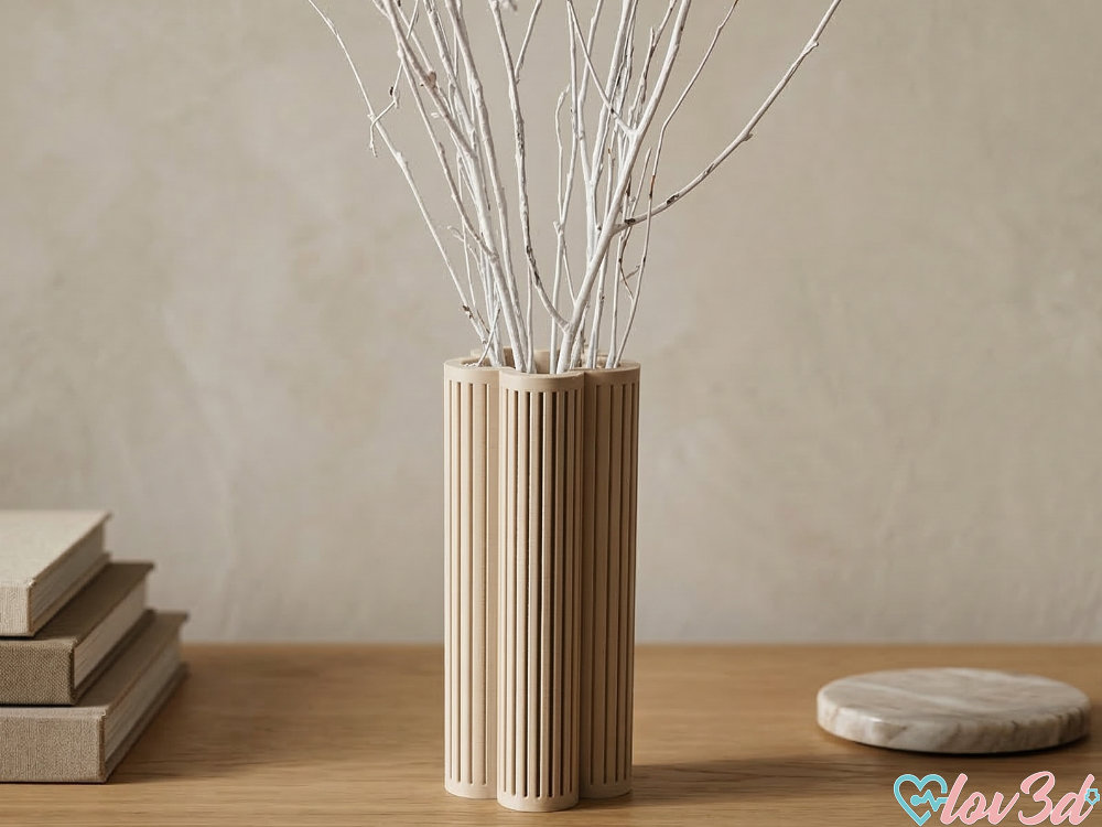 Modern Ribbed Flower Vase - Minimalist Decor