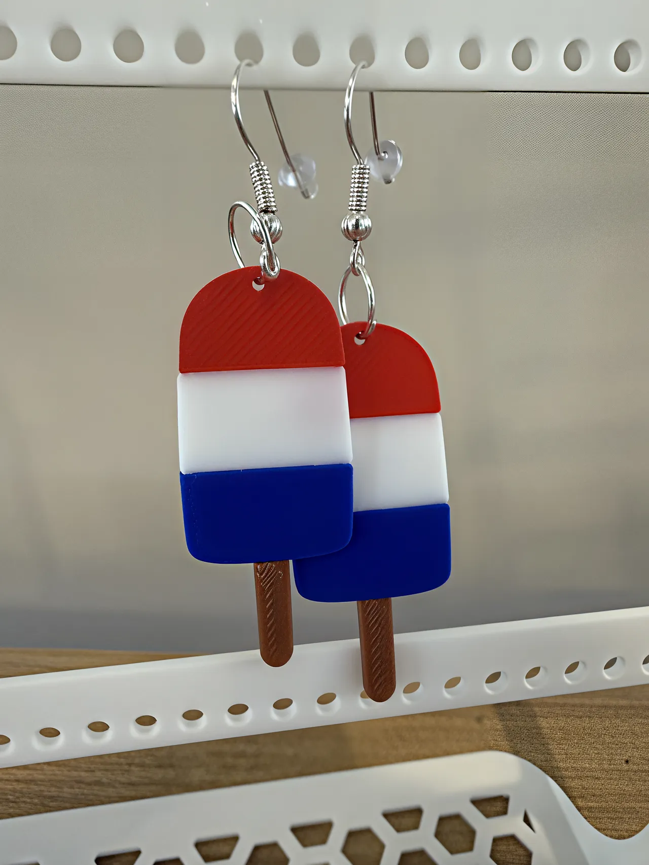Red White Boom Earrings view 3