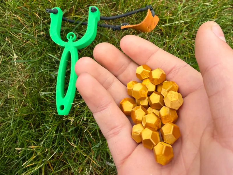 Dodecahedron-shaped slingshot ammo