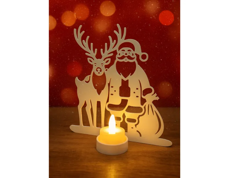 Christmas Tealight – Santa with Reindeer