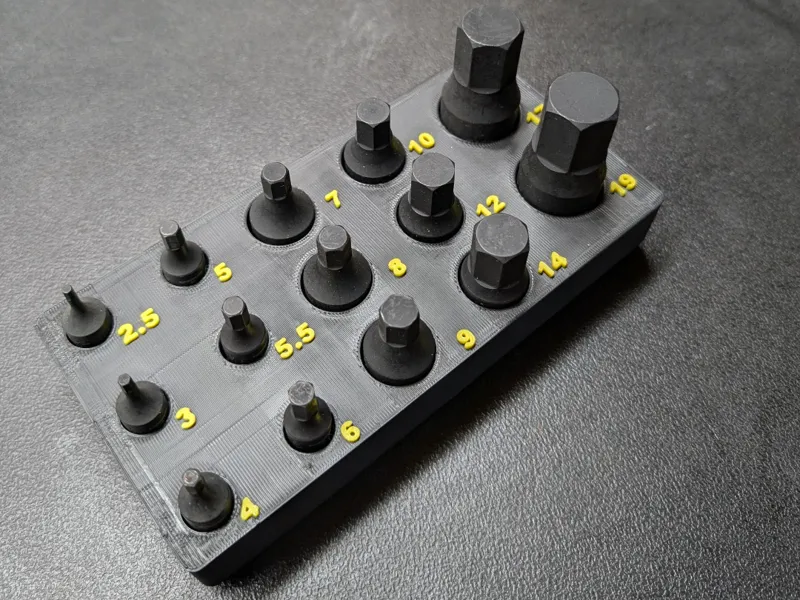 Metric Hex Socket Tray Gridfinity
