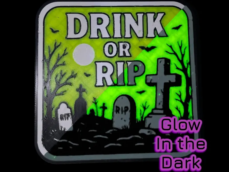Drink or RIP – Halloween Glow Coaster