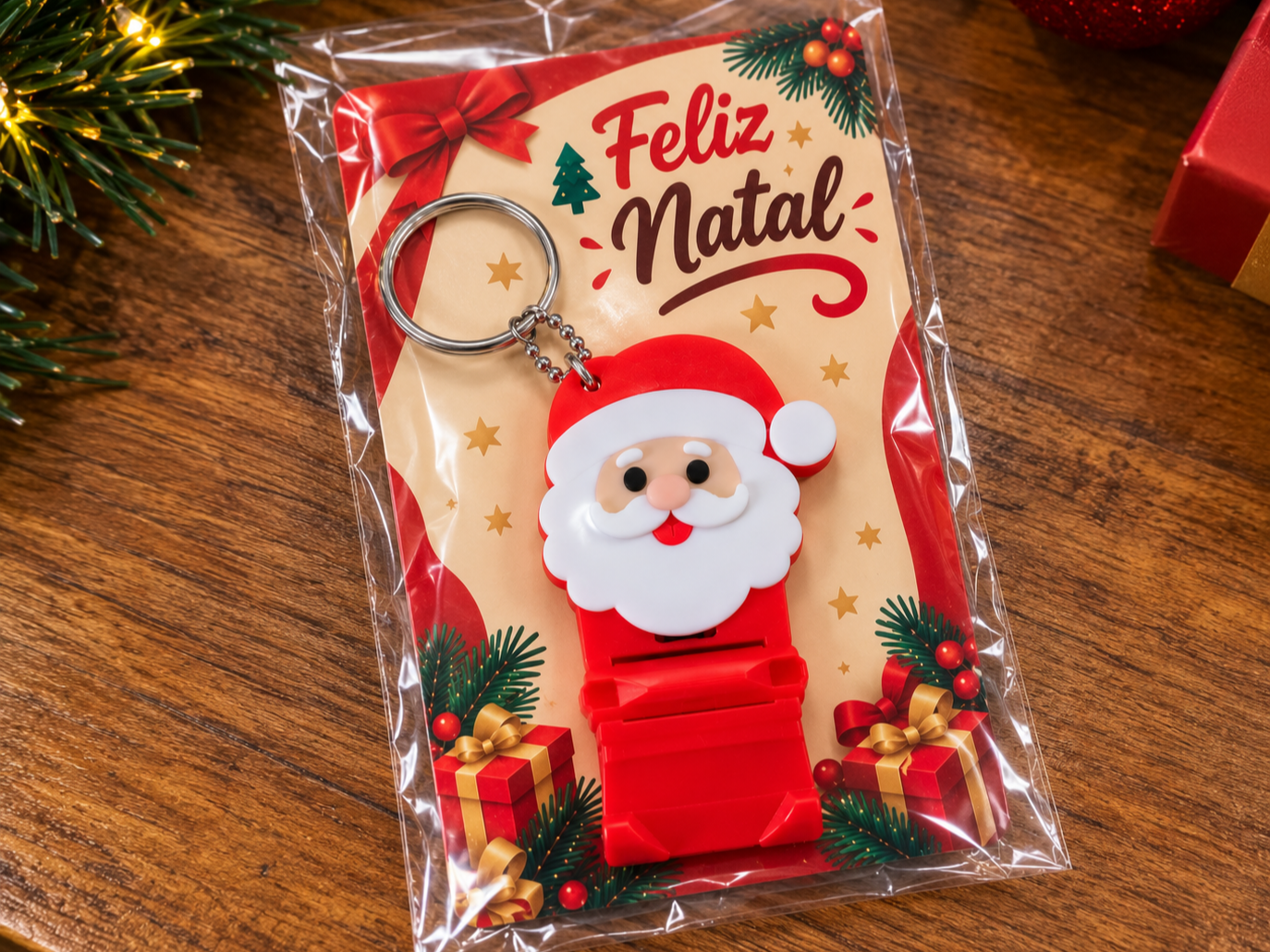 Llavero Papá Noel Multifuncional 3 en 1: Soporte para Móvil y Abrelatas