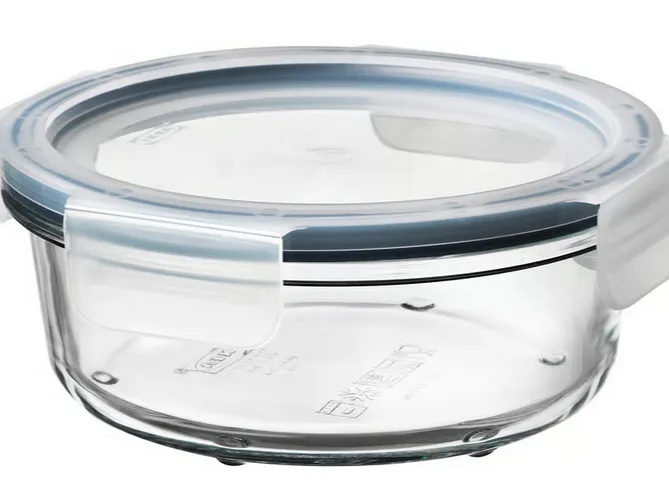 Rangement couvercle, rond verre-plastique, 600 ml