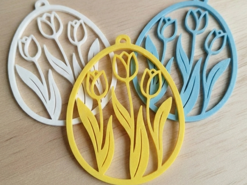 Minimalist Easter Egg Ornament #4 - Spring Tulips