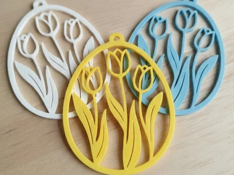 Minimalist Easter Egg Ornament #4 - Spring Tulips