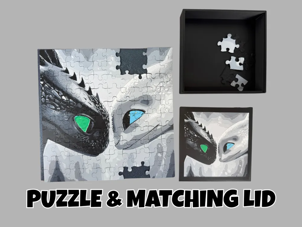Toothless and Light Fury - Puzzle and Matching Lid