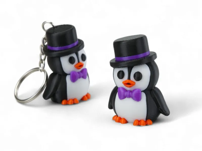 Cute Penguin with Top Hat Keychain