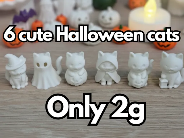 Halloween Cat Mini Figures – Set of 6