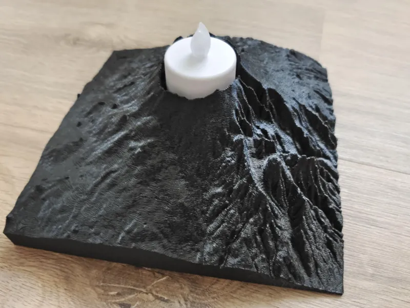 Volcano Tambora with tea light holder on top