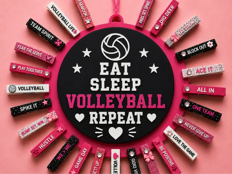 Volleyball Pin Holder –Eat Sleep Volleyball Repeat