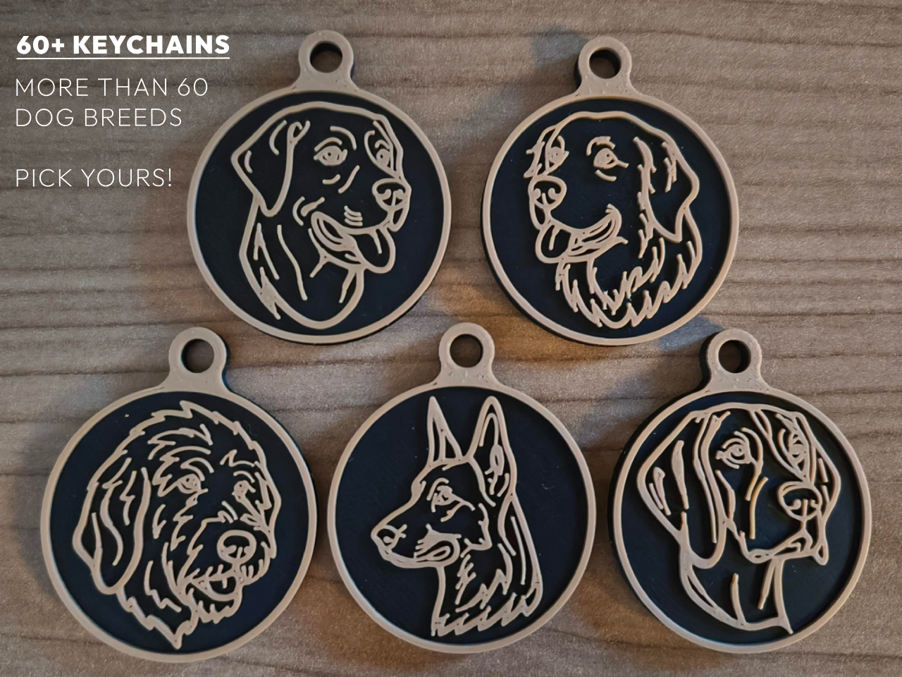 Dog keychains (69 different dogs)