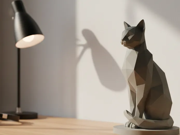 Minimalist Low-Poly Cat - No Supports - Easy Print