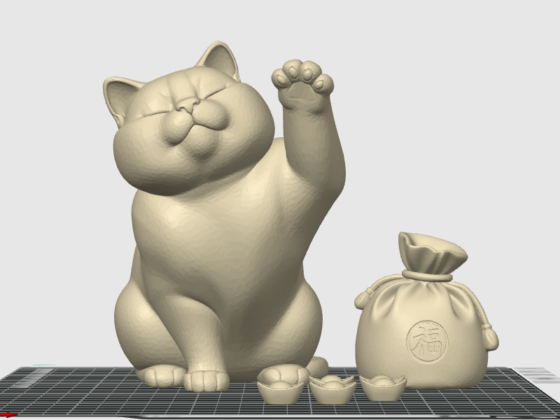 Miniatura 2 do modelo 3D 财源滚滚 招财猫和钱袋子