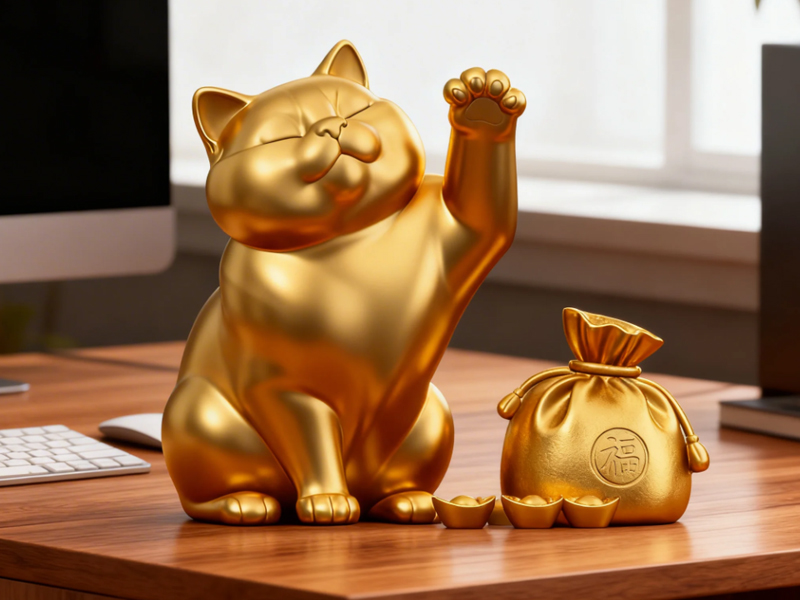 财源滚滚 招财猫和钱袋子
