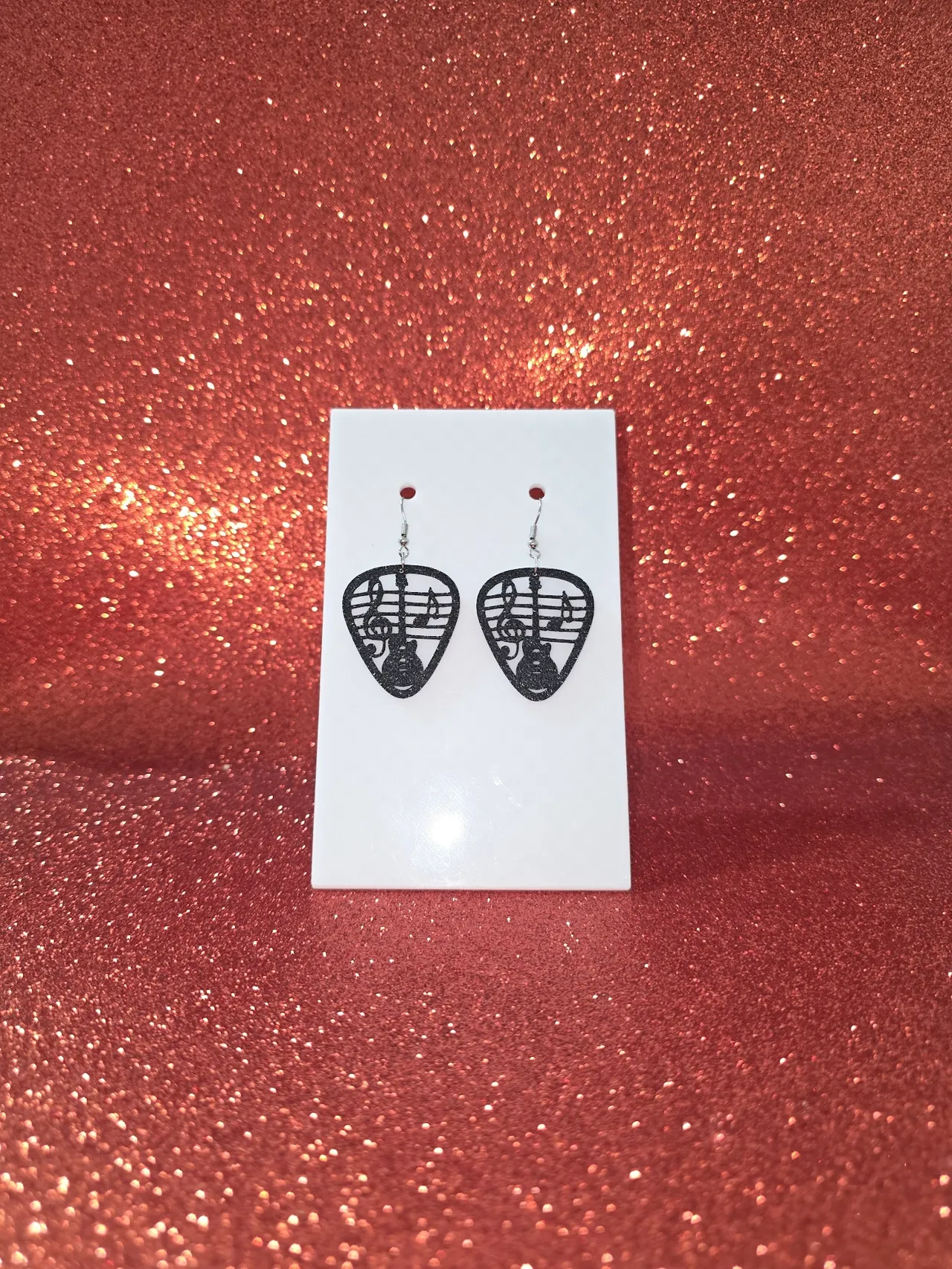 Musical plectrum earrings view 2