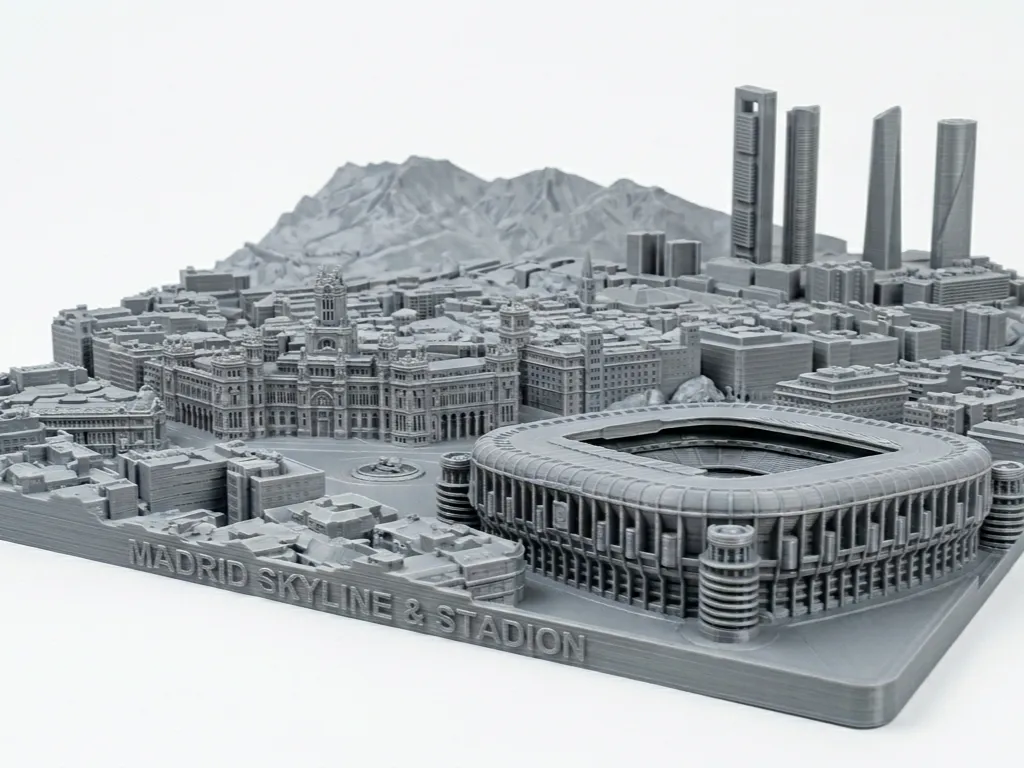 Skyline de Madrid avec stade