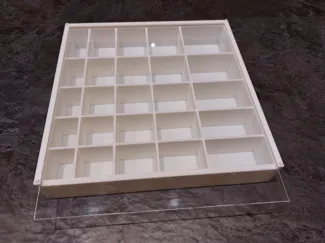 stackable sorting box with sliding cover 