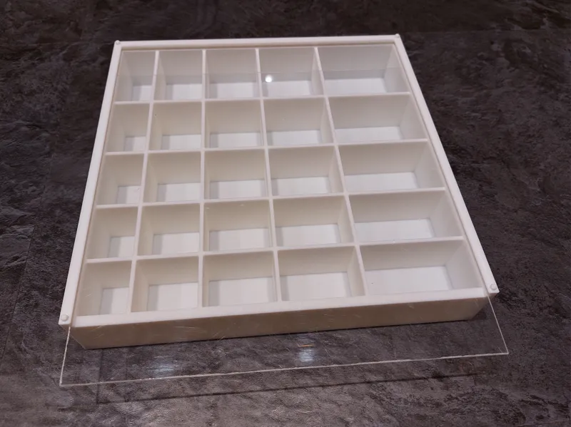 stackable sorting box with sliding cover 