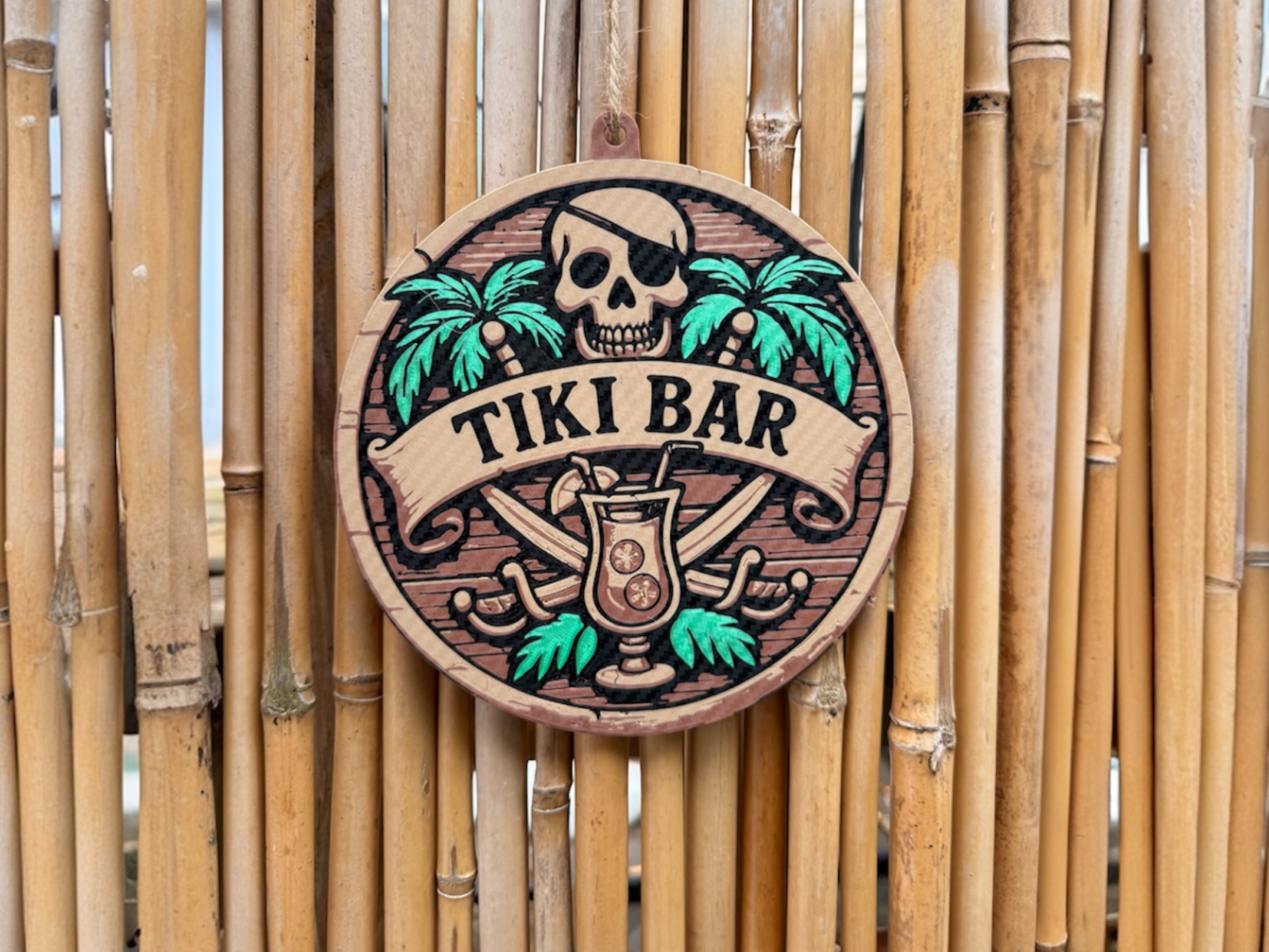 Tiki bar sign Hanging pirate theme tiki bar sign